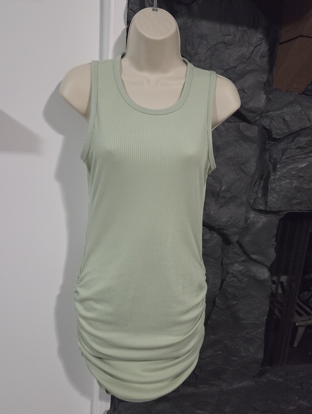 Olivia Rae Ribbed Tank Dress — Sage Green